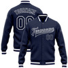 FUNSTUFFPRINT Custom Navy Navy-White Bomber Full-Snap Varsity Letterman Jacket 3D Baseball Jacket