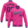 FUNSTUFFPRINT Custom Pink Purple-Black Bomber Full-Snap Varsity Letterman Jacket 3D Baseball Jacket