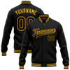 FUNSTUFFPRINT Custom Black Gold Bomber Full-Snap Varsity Letterman Jacket 3D Baseball Jacket