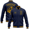 FUNSTUFFPRINT Custom Navy Gold Bomber Full-Snap Varsity Letterman Jacket 3D Baseball Jacket