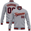 FUNSTUFFPRINT Custom Gray Navy-Orange Bomber Full-Snap Varsity Letterman Jacket 3D Baseball Jacket