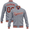 FUNSTUFFPRINT Custom Gray Maroon-Cream Bomber Full-Snap Varsity Letterman Jacket 3D Baseball Jacket