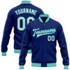 FUNSTUFFPRINT Custom Royal White-Aqua Bomber Full-Snap Varsity Letterman Jacket 3D Baseball Jacket