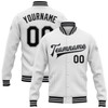 FUNSTUFFPRINT Custom White Black-Gray Bomber Full-Snap Varsity Letterman Jacket 3D Baseball Jacket