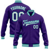 FUNSTUFFPRINT Custom Purple White-Teal Bomber Full-Snap Varsity Letterman Jacket 3D Baseball Jacket