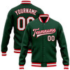 FUNSTUFFPRINT Custom Green White-Red Bomber Full-Snap Varsity Letterman Jacket 3D Baseball Jacket