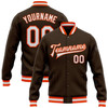 FUNSTUFFPRINT Custom Brown White-Orange Bomber Full-Snap Varsity Letterman Jacket 3D Baseball Jacket