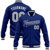 FUNSTUFFPRINT Custom Royal Gray-Navy Bomber Full-Snap Varsity Letterman Jacket 3D Baseball Jacket