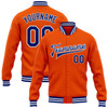 FUNSTUFFPRINT Custom Orange Royal-White Bomber Full-Snap Varsity Letterman Jacket 3D Baseball Jacket
