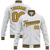 FUNSTUFFPRINT Custom White Navy Pinstripe Gold Bomber Full-Snap Varsity Letterman Jacket 3D Baseball Jacket