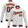 FUNSTUFFPRINT Custom White Black Pinstripe Orange Bomber Full-Snap Varsity Letterman Jacket 3D Baseball Jacket