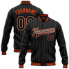 FUNSTUFFPRINT Custom Black White Pinstripe Orange Bomber Full-Snap Varsity Letterman Jacket 3D Baseball Jacket