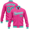 FUNSTUFFPRINT Custom Pink Aqua-White Bomber Full-Snap Varsity Letterman Jacket 3D Baseball Jacket