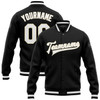 FUNSTUFFPRINT Custom Black White-Cream Bomber Full-Snap Varsity Letterman Jacket 3D Baseball Jacket