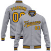 FUNSTUFFPRINT Custom Gray Gold-Navy Bomber Full-Snap Varsity Letterman Jacket 3D Baseball Jacket