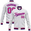 FUNSTUFFPRINT Custom White Purple Pinstripe Pink-Black Bomber Full-Snap Varsity Letterman Jacket 3D Baseball Jacket