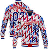 FUNSTUFFPRINT Custom White Royal-Red 3D Pattern Design Bomber Full-Snap Varsity Letterman Jacket 3D Baseball Jacket