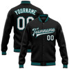 FUNSTUFFPRINT Custom Black White-Teal Bomber Full-Snap Varsity Letterman Jacket 3D Baseball Jacket