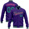 FUNSTUFFPRINT Custom Purple Aqua Black-Pink Bomber Full-Snap Varsity Letterman Jacket 3D Baseball Jacket