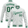 FUNSTUFFPRINT Custom White Kelly Green Pinstripe Kelly Green Bomber Full-Snap Varsity Letterman Jacket 3D Baseball Jacket
