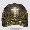 FUNSTUFFPRINT He Is Risen Cross Baseball Cap - Christian Hats for Men and Women