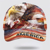 FUNSTUFFPRINT God Bless America Eagle Baseball Cap - Christian Hats for Men and Women