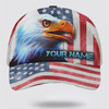 FUNSTUFFPRINT 4th Of July American Flag Eagle Custom Name Baseball Cap - Christian Hats for Men and Women