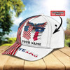 FUNSTUFFPRINT Custom With Name Texas Baseball Cap Hat - American Support Texas 3D Cap Hat - Eagle Texas Cap Hat