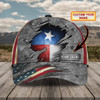 FUNSTUFFPRINT Custom With Name Texas Baseball Cap Hat - American Support Texas 3D Cap Hat - Eagle Texas Cap Hat-SBC-10185