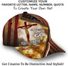 FUNSTUFFPRINT Cross One Nation Under God American Flag Custom Name All Over Print Baseball Cap - Christian Hats For Men Women