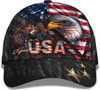 FUNSTUFFPRINT Bald Eagle And Us Flag For Veteran Military Custom Name All Over Print Baseball Cap - Christian Hats For Men Women