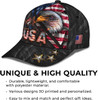 FUNSTUFFPRINT Bald Eagle And Us Flag For Veteran Military Custom Name All Over Print Baseball Cap - Christian Hats For Men Women
