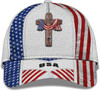 FUNSTUFFPRINT American Flag On Cross God Bless America All Over Print Baseball Cap - Christian Hats For Men Women