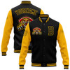 FUNSTUFFPRINT Custom Black Gold 3D Pattern Design Bomber Full-Snap Varsity Letterman Jacket 3D Baseball Jacket