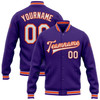 FUNSTUFFPRINT Custom Purple White-Orange Bomber Full-Snap Varsity Letterman Jacket 3D Baseball Jacket