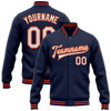 FUNSTUFFPRINT Custom Navy White-Orange Bomber Full-Snap Varsity Letterman Jacket 3D Baseball Jacket