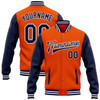 FUNSTUFFPRINT Custom Orange Navy-White Bomber Full-Snap Varsity Letterman Two Tone Jacket 3D Baseball Jacket