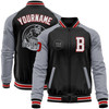 FUNSTUFFPRINT Custom Black Red-Gray Bomber Varsity Letterman Two Tone Zipper Jacket 3D Baseball Jacket