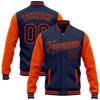 FUNSTUFFPRINT Custom Navy Orange Bomber Full-Snap Varsity Letterman Two Tone Jacket 3D Baseball Jacket