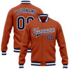 FUNSTUFFPRINT Custom Texas Orange Navy-White Bomber Full-Snap Varsity Letterman Jacket 3D Baseball Jacket