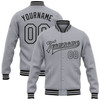 FUNSTUFFPRINT Custom Gray Black Bomber Full-Snap Varsity Letterman Jacket 3D Baseball Jacket