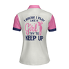 Pink And Navy Argyle Pattern Golf Short Sleeve Women Polo Shirt, I Know I Play Like A Girl Try To Keep Up Shirt For Ladies, Unique Female Golf Gift