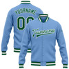FUNSTUFFPRINT Custom Light Blue Kelly Green-White Bomber Full-Snap Varsity Letterman Jacket 3D Baseball Jacket