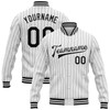 FUNSTUFFPRINT Custom White Black Pinstripe Black Bomber Full-Snap Varsity Letterman Jacket 3D Baseball Jacket