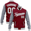 FUNSTUFFPRINT Custom Crimson White-Gray Bomber Full-Snap Varsity Letterman Two Tone Jacket 3D Baseball Jacket