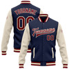 FUNSTUFFPRINT Custom Navy Maroon-Cream Bomber Full-Snap Varsity Letterman Two Tone Jacket 3D Baseball Jacket