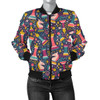 FUNSTUFFPRINT Chess Colorful Pattern Print Women Casual Bomber Jacket 3D Bomber Jacket