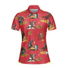 Rodeo Seamless Pattern Short Sleeve Women Polo Shirt, Red Texas Cowboy Polo Shirt, Rodeo Shirt For Female