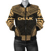 FUNSTUFFPRINT Chuuk Polynesian Chief Women’S Bomber Jacket – Gold Version 3D Bomber Jacket