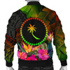 FUNSTUFFPRINT Chuuk Polynesian Men’s Bomber Jacket – Hibiscus and Banana Leaves 3D Bomber Jacket